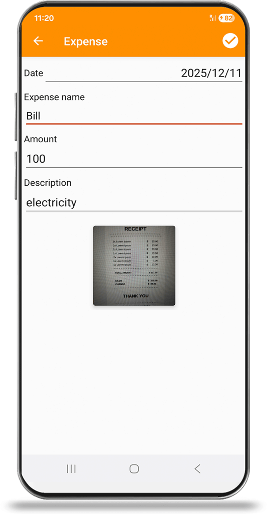 record expense and income in daily accounting app